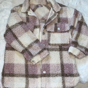 Multicolored Plaid Sherpa Jacket